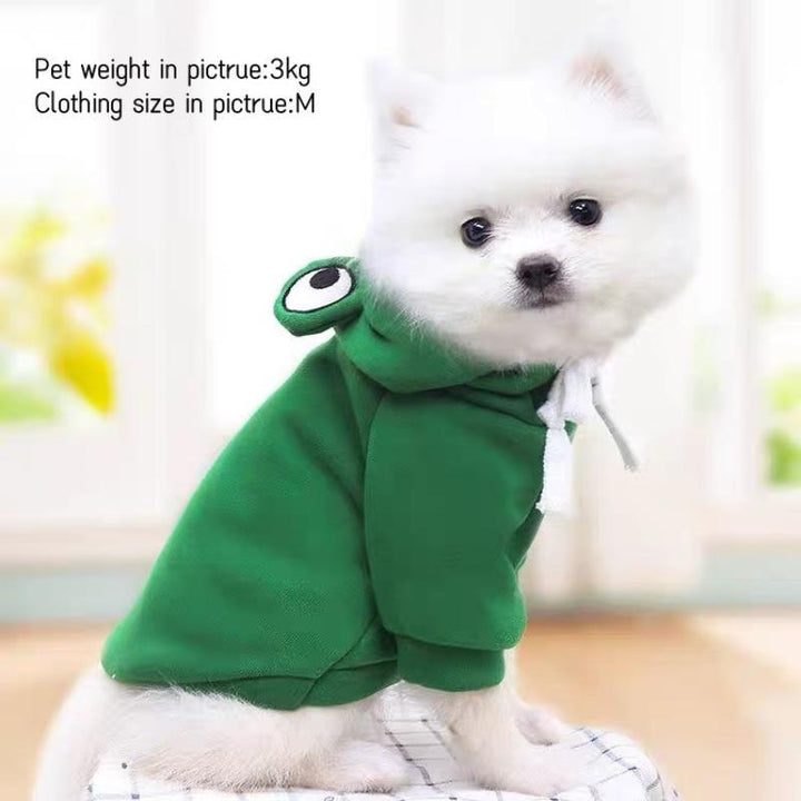 Frog Design Dog Hoodie, Cute Two-Leg Pullover for Small Medium and Large Dogs, Fashion Sweatshirt Winter Clothes for Puppies and Cats, Pet Apparel Dog Outfits