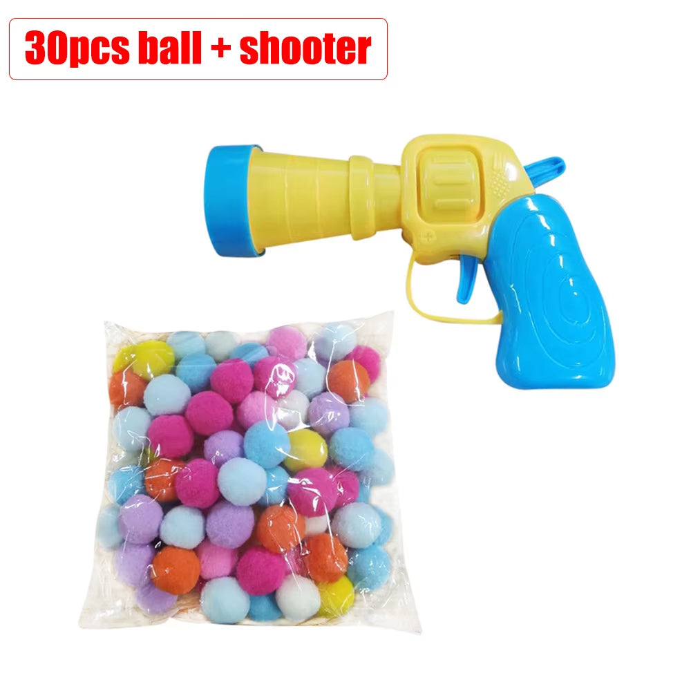Interactive Launch Training Cat Toys Colorful Kittens Mini Pompoms Games Stretch Plush Ball Toys Cat Accessories Pet Supplies