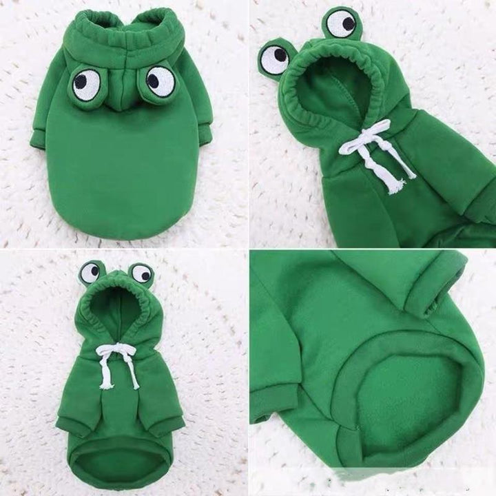 Frog Design Dog Hoodie, Cute Two-Leg Pullover for Small Medium and Large Dogs, Fashion Sweatshirt Winter Clothes for Puppies and Cats, Pet Apparel Dog Outfits