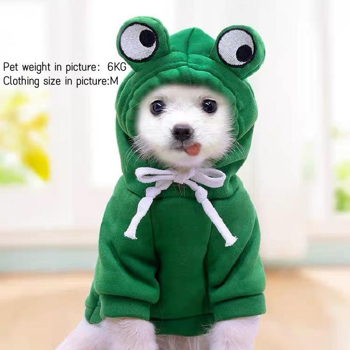 Frog Design Dog Hoodie, Cute Two-Leg Pullover for Small Medium and Large Dogs, Fashion Sweatshirt Winter Clothes for Puppies and Cats, Pet Apparel Dog Outfits