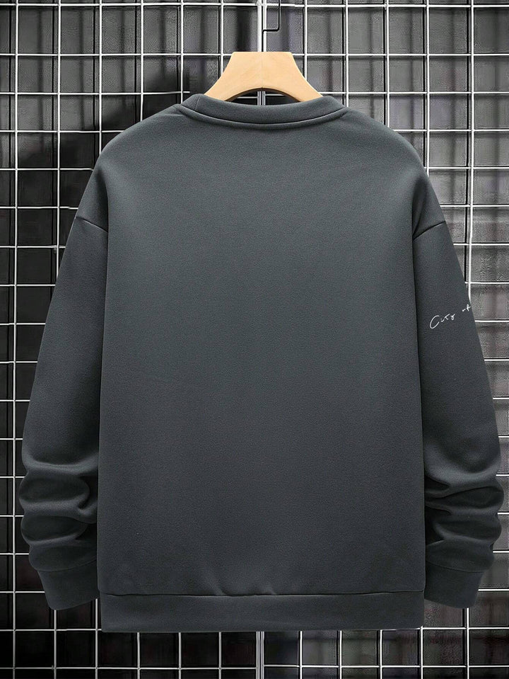 Manfinity Men Slogan Letter Graphic Drop Shoulder Long Sleeve Casual Sweatshirt, Boyfriend Gift