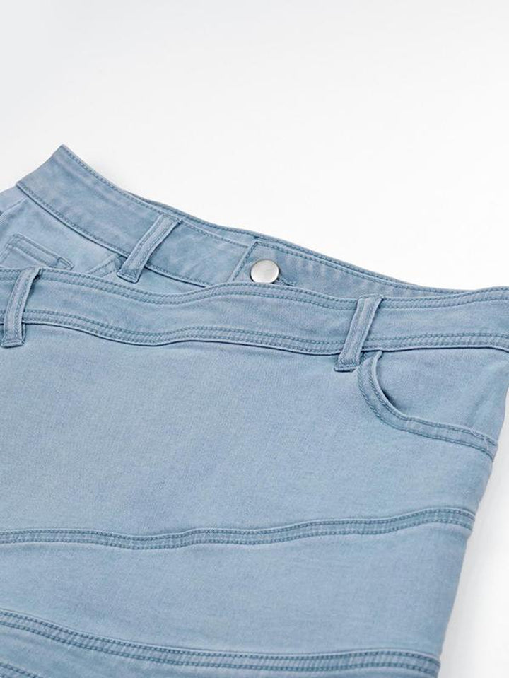 Women'S Plain Denim Shorts, Asymmetrical Hem Button Pocket Jeans Skort, Back to School Outfits, Casual High Waist Jeans Shorts, Jorts Shorts, Summer Outfits 2024, Rave Outfits, Designer Jeans