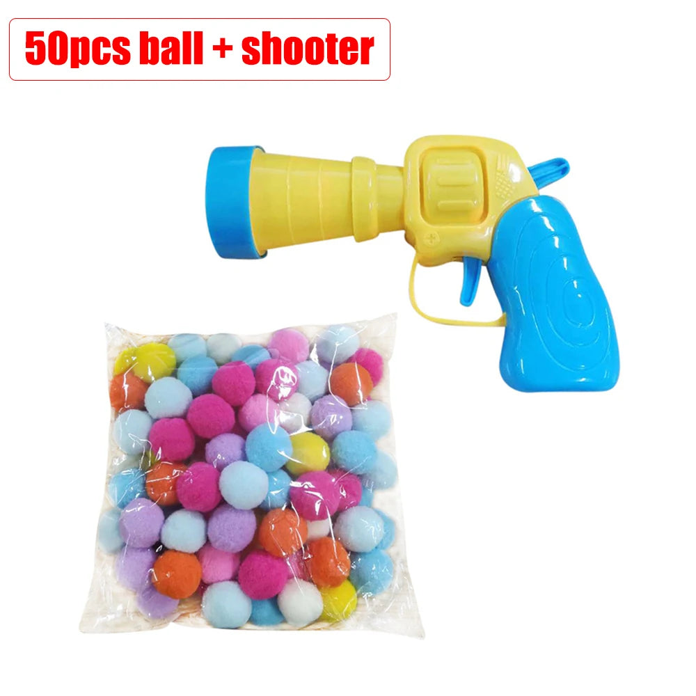 Interactive Launch Training Cat Toys Colorful Kittens Mini Pompoms Games Stretch Plush Ball Toys Cat Accessories Pet Supplies