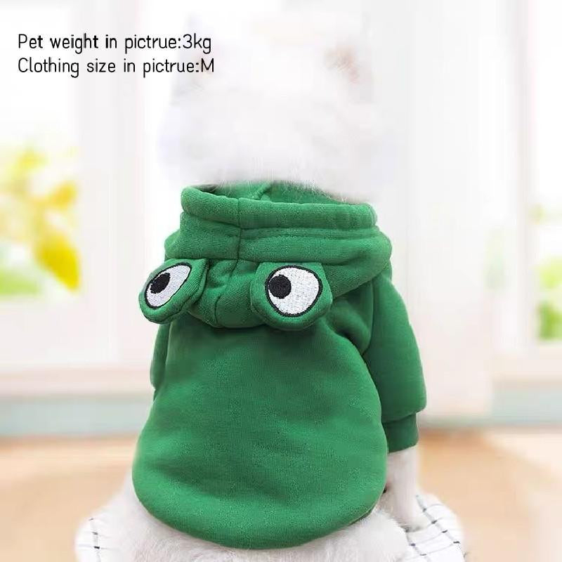 Frog Design Dog Hoodie, Cute Two-Leg Pullover for Small Medium and Large Dogs, Fashion Sweatshirt Winter Clothes for Puppies and Cats, Pet Apparel Dog Outfits