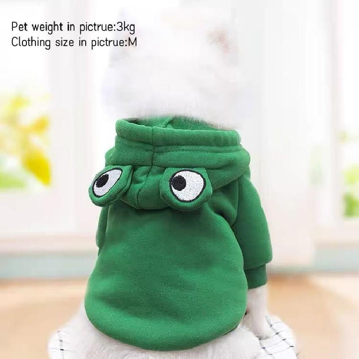 Frog Design Dog Hoodie, Cute Two-Leg Pullover for Small Medium and Large Dogs, Fashion Sweatshirt Winter Clothes for Puppies and Cats, Pet Apparel Dog Outfits